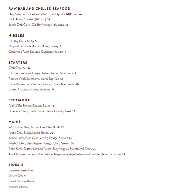 Choptank Menu Choptank Menu