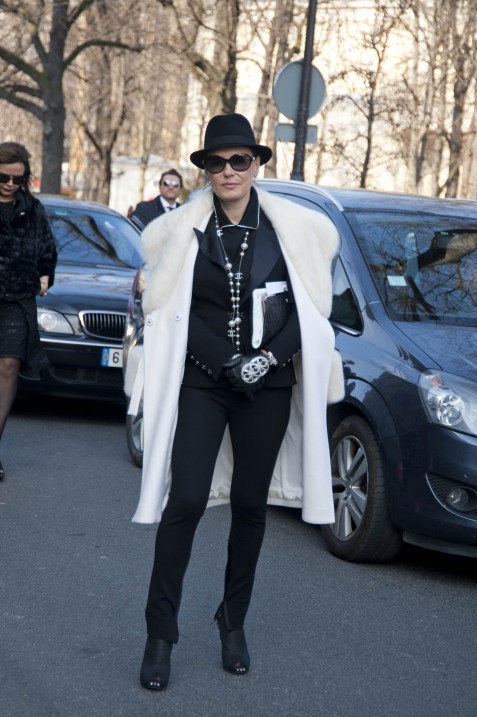 White Coat and Chanel Jewelry, Chanel White Coat and Chanel Jewelry, Chanel