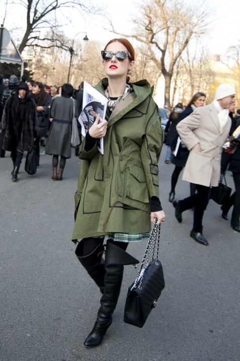 Army Green Trench and Chanel Bag Army Green Trench and Chanel Bag