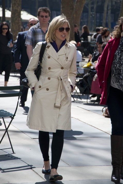 Trench and Ray Bans, Bryant Park Trench and Ray Bans, Bryant Park