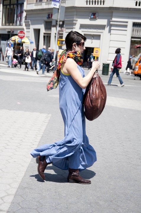 Floral Scarf and Chambray Dress, Union Square