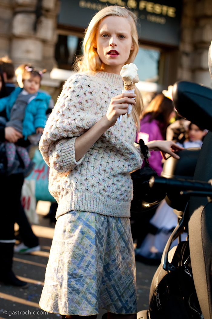 Hanne Gaby Odiele Eats an Ice Cream Cone