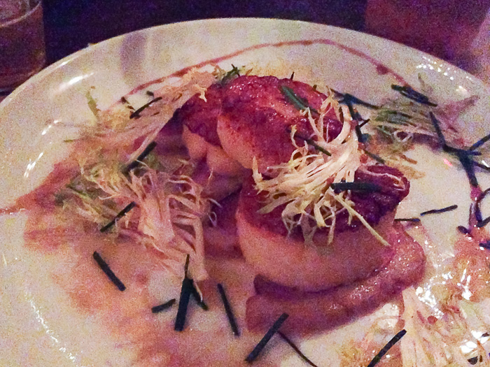 Scallops and Smoked Duck, Distilled NY