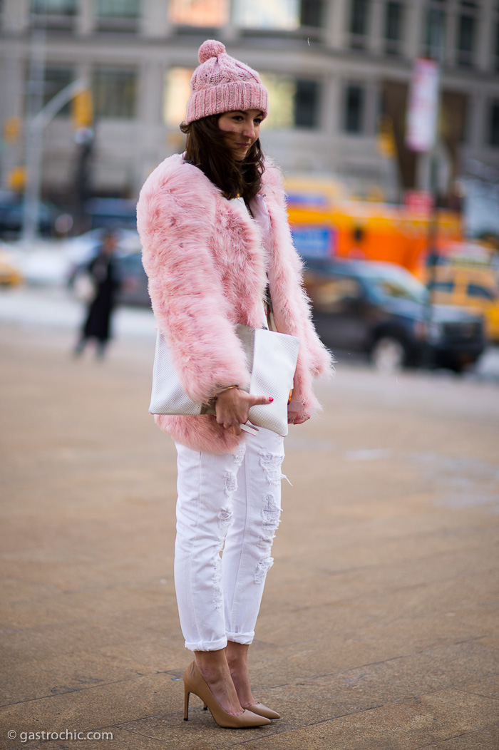 Pink Coat and Hat, Outside BCBG