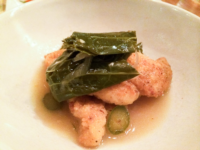 Catfish with Pickled Greens and Chili Broth, Peche