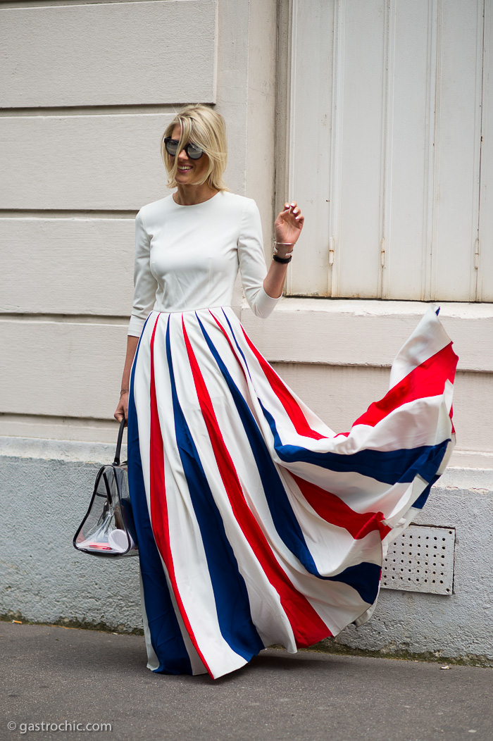 Red White and Blue Maxi Skirt, Outside Dior Couture