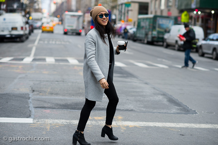 Gray Coat and Beige Hat, Madison Avenue