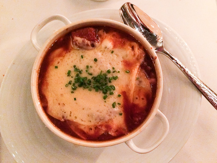 French Onion Soup with Oxtail and Bone Marrow, Hunt & Fish Club