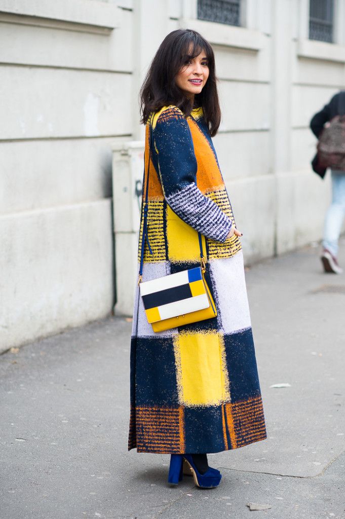 Blue and Yellow Colorblock Coat, Outside Marni FW2015