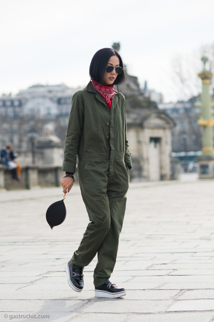Army Green Jumpsuit and Bandana, Elie Saab FW2015
