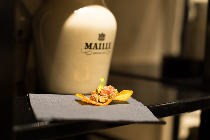 Beef Tartare with Maille Mustard with White Wine and Black Olive