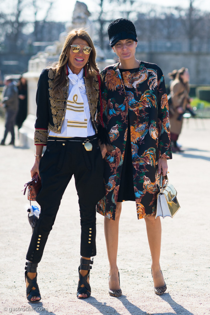 Anna Dello Russo and Giovanna Battaglia at Carven FW2015