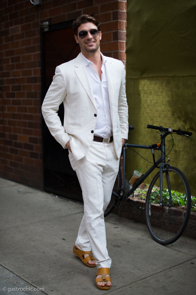 White Linen Suit, Outside Stella McCartney Resort 2016
