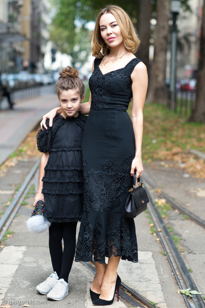 Ulyana Sergeenko and Daughter at the Dolce and Gabbana Show SS2016